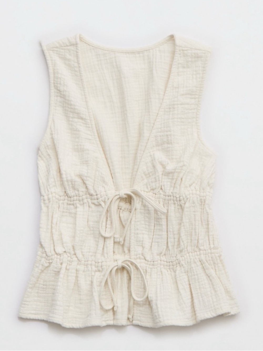 NWOT Aerie Tie Front Tank Top Medium Cream